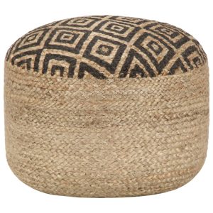 Handmade Pouffe 45×30 cm Jute – Black