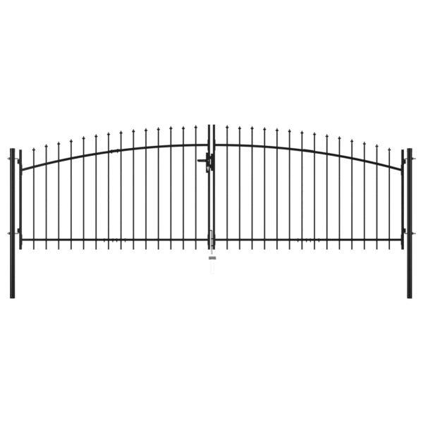 Double Door Fence Gate with Spear Top 400×150 cm