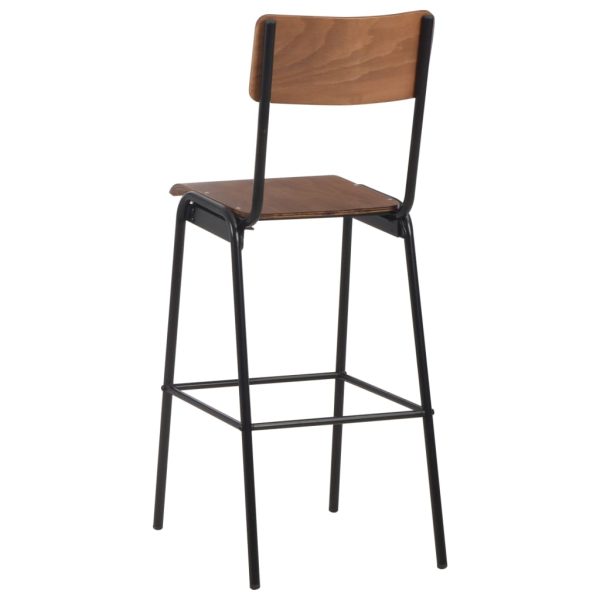 Bar Chairs Solid Plywood Steel – Brown, 2