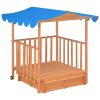 Kids Playhouse with Sandbox Fir Wood Blue UV50