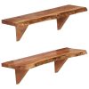 Wall Shelves 2 pcs Solid Acacia Wood – 60x20x16 cm