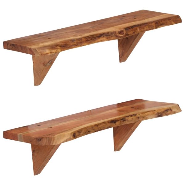 Wall Shelves 2 pcs Solid Acacia Wood – 60x20x16 cm