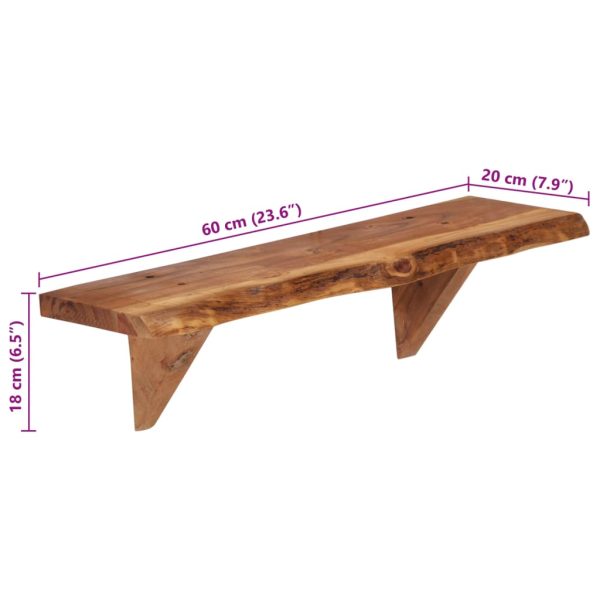 Wall Shelves 2 pcs Solid Acacia Wood – 60x20x16 cm