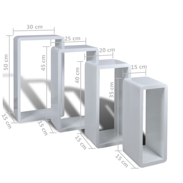 Wall Cube Shelves 8 pcs White