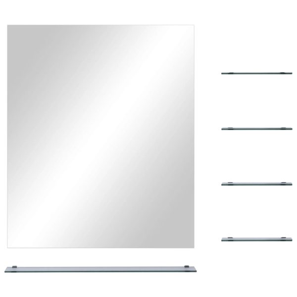 Wall Mirror with Shelf Tempered Glass – 50×60 cm (5 Shelves)