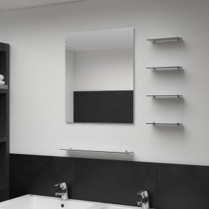 Wall Mirror with Shelf Tempered Glass