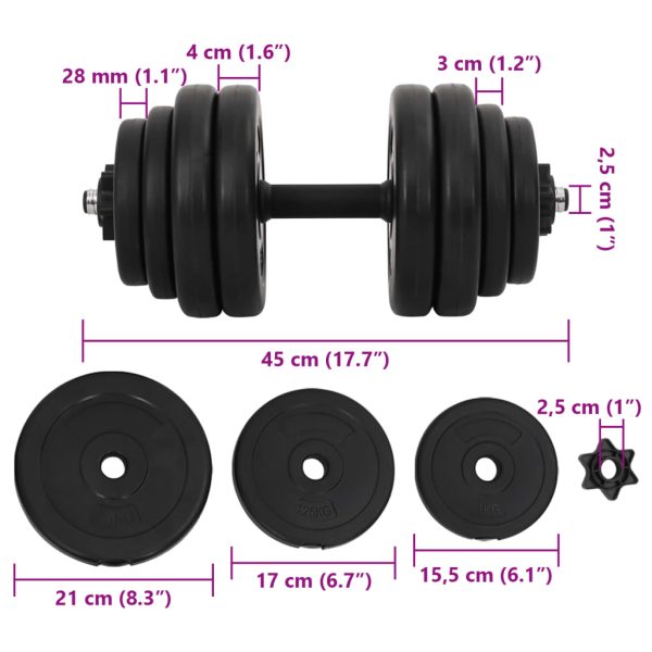 Dumbbells – 2×15 kg