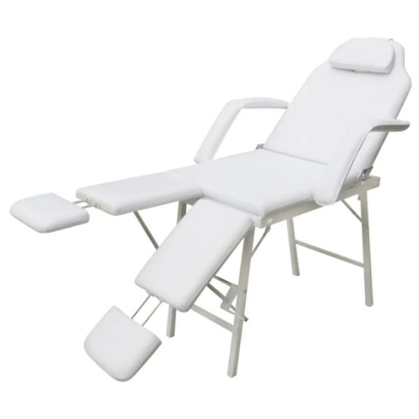 Portable Facial Treatment Chair Faux Leather 185x78x76 cm – White