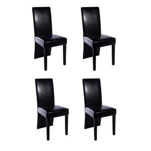 Dining Chairs 4 pcs Black Faux Leather