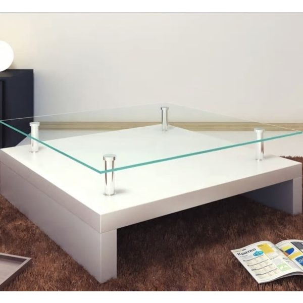 Coffee Table with Glass Top White