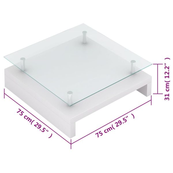 Coffee Table with Glass Top White