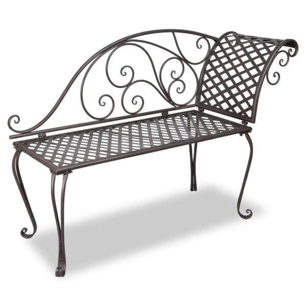 Garden Chaise Lounge 128 cm Steel Antique – Brown