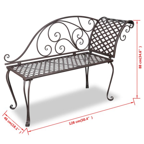 Garden Chaise Lounge 128 cm Steel Antique – Brown