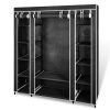 Wardrobe with Compartments and Rods 45x150x176 cm Fabric – Black