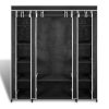 Wardrobe with Compartments and Rods 45x150x176 cm Fabric – Black