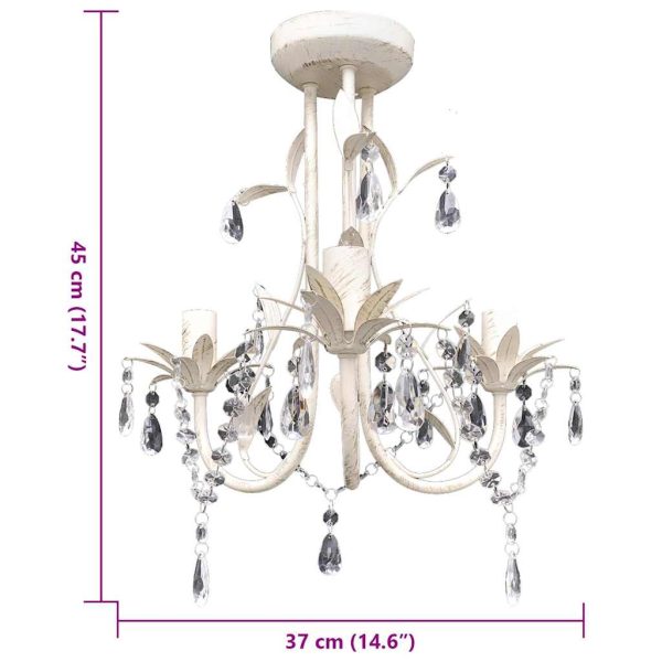 Crystal Pendant Ceiling Lamp Chandelier Elegant White – 1