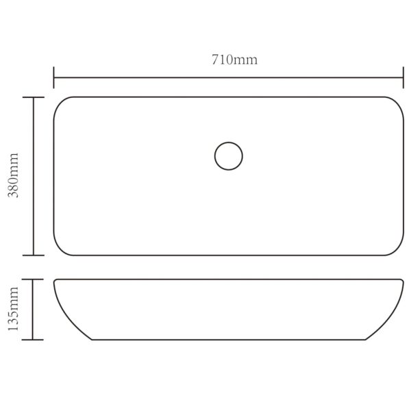 Luxury Ceramic Basin Rectangular Sink 71 x 39 cm – White