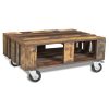 Coffee Table with 4 Wheels Reclaimed Wood