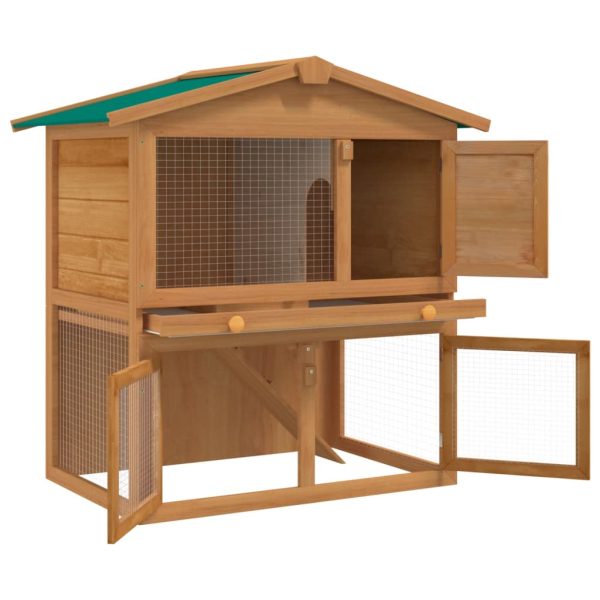 Outdoor Rabbit Hutch Small Animal House Pet Cage 3 Doors Wood – Brass