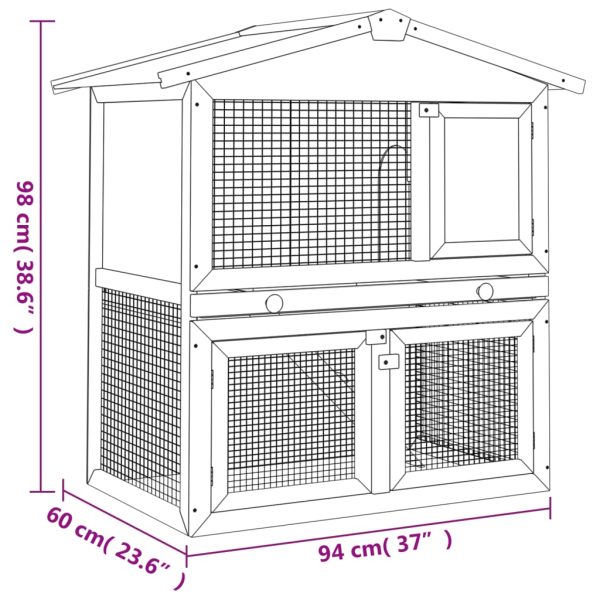 Outdoor Rabbit Hutch Small Animal House Pet Cage 3 Doors Wood – Brass