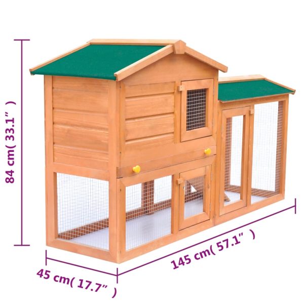 Outdoor Large Rabbit Hutch Small Animal House Pet Cage Wood – Brown and Green