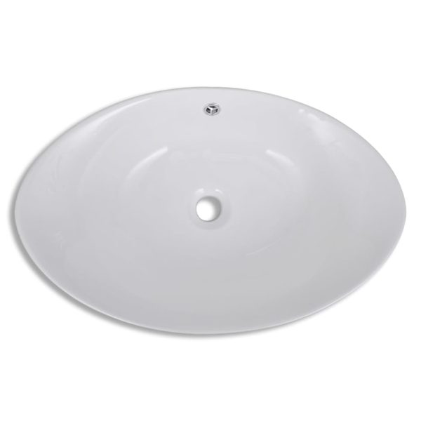 Luxury Ceramic Basin Oval with Overflow 59 x 38.5 cm – White