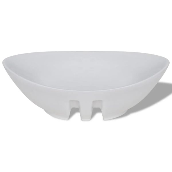 Luxury Ceramic Basin Oval with Overflow 59 x 38.5 cm – White