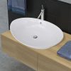 Luxury Ceramic Basin Oval with Overflow 59 x 38.5 cm – White