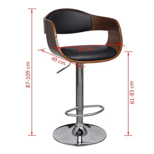 Bar Stool Bent Wood and Faux Leather – 1