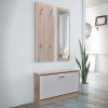 Oak and White 3-in-1 Wooden Shoe Cabinet Set