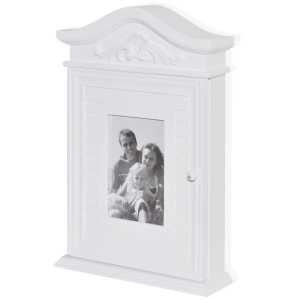 Key Cabinet with Photo Frame White