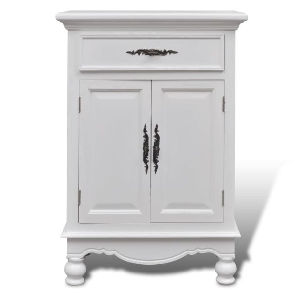 Wooden Cabinet with 2 Doors 1 Drawer White