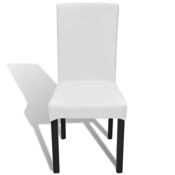 6 pcs Straight Stretchable Chair Cover – White, 6