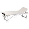 Foldable Massage Table 3 Zones with Aluminium Frame – Cream White