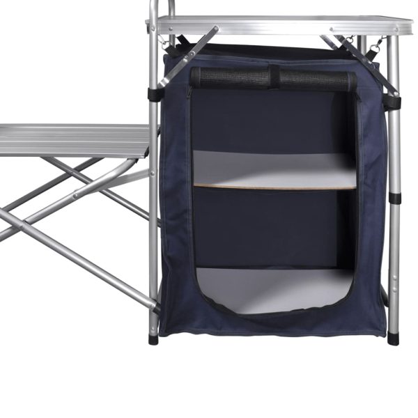 Foldable Camping Kitchen Unit with Windshield Aluminium