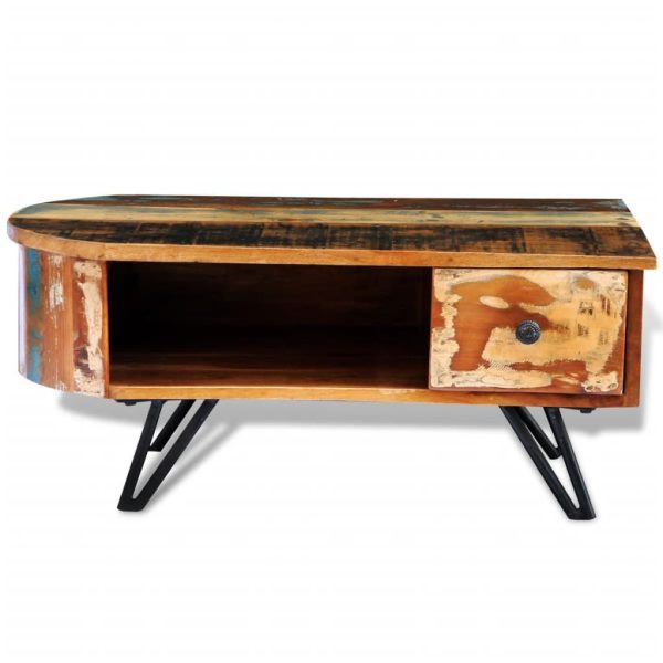 Coffee Table with Iron Pin Legs Solid Reclaimed Wood