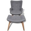 Armchair with Footstool Grey Fabric