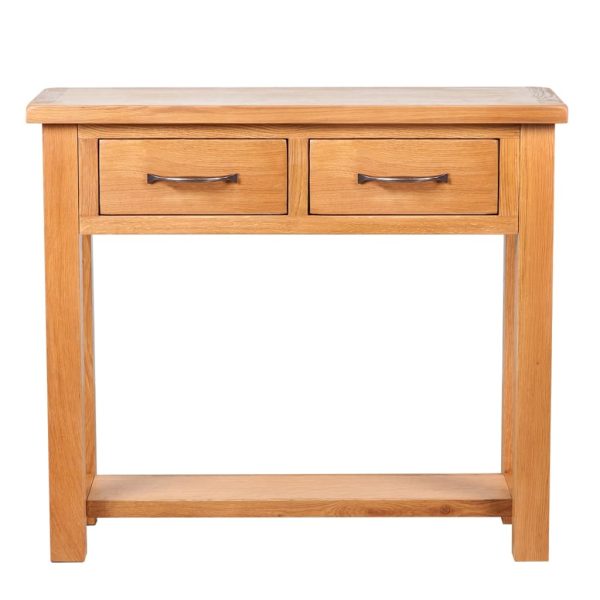 Console Table with 2 Drawers 83x30x73 cm Solid Oak Wood