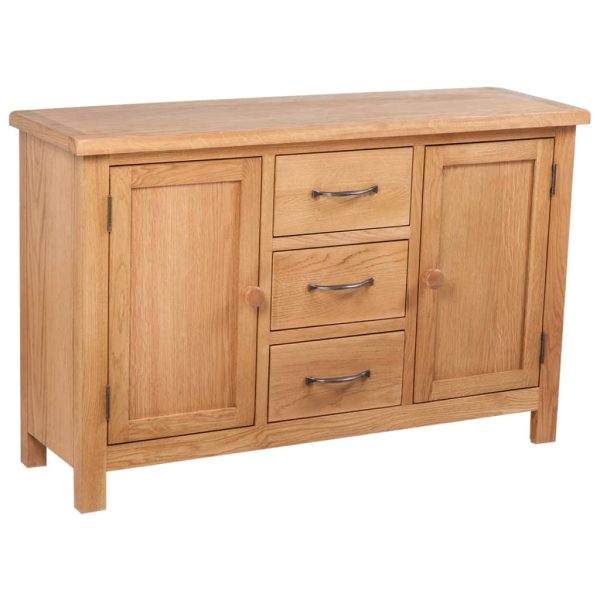 Sideboard with 3 Drawers 110×33.5×70 cm Solid Oak Wood