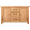 Sideboard with 3 Drawers 110×33.5×70 cm Solid Oak Wood