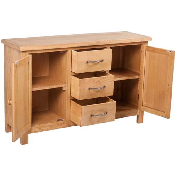 Sideboard with 3 Drawers 110×33.5×70 cm Solid Oak Wood