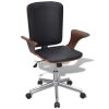 Swivel Office Chair Bentwood with Artificial Leather Upholstery