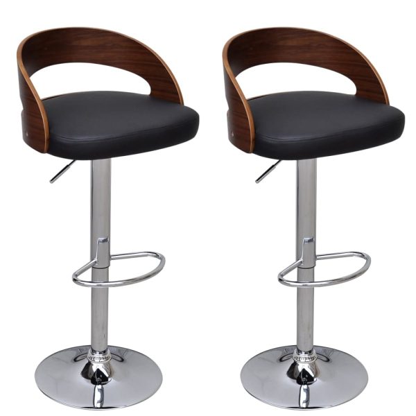 Bar Stools 2 pcs Bent Wood – Black and Dark Brown