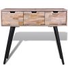 Console Table with 3 Drawers Reclaimed Teak Wood