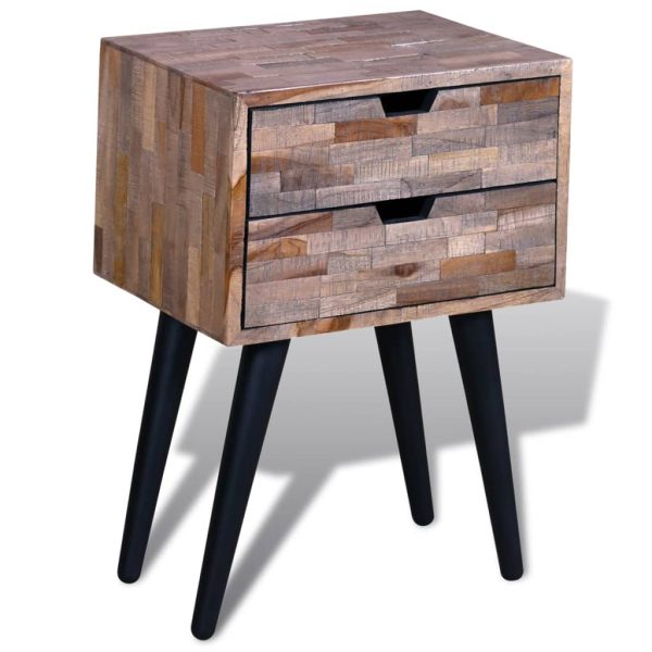 Hailey Nightstand with 2 Drawers Reclaimed Teak Wood