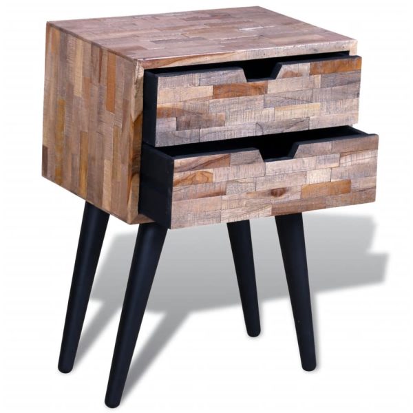 Hailey Nightstand with 2 Drawers Reclaimed Teak Wood