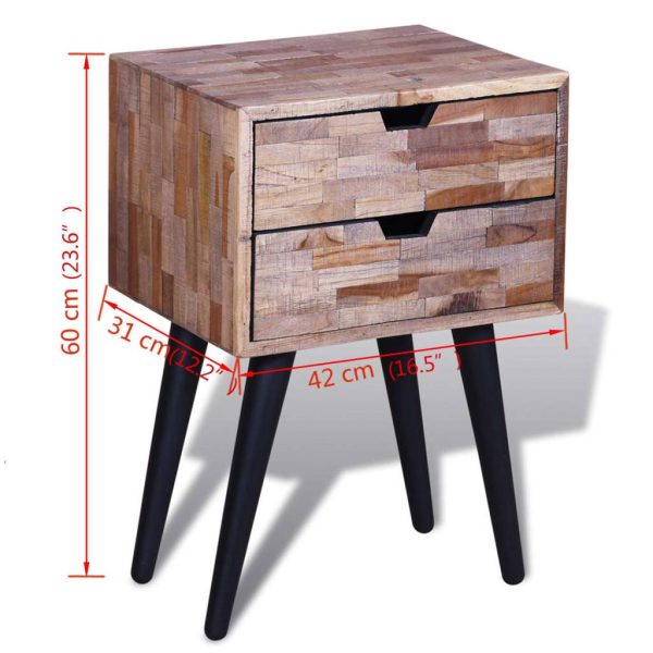 Hailey Nightstand with 2 Drawers Reclaimed Teak Wood