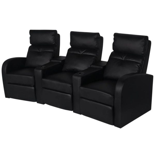 Heber Recliner 3-seat Artificial Leather – Black