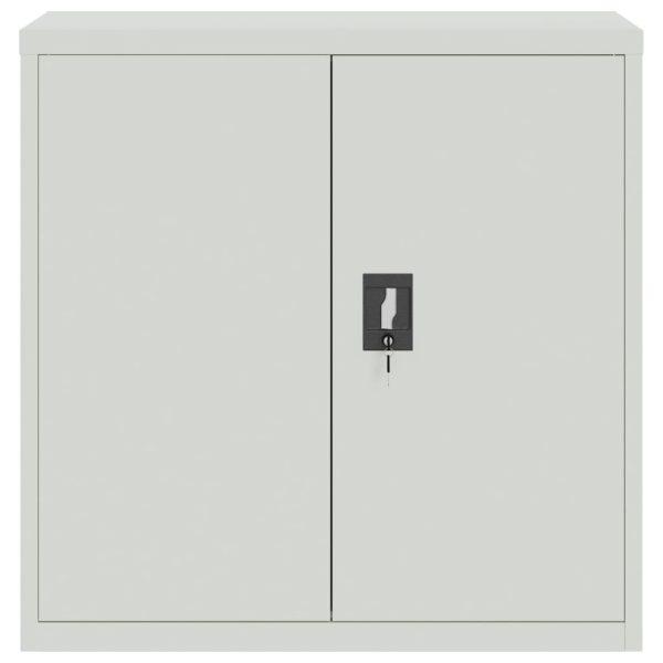 Office Cabinet with 2 Doors Grey Steel – 90x40x90 cm, Grey