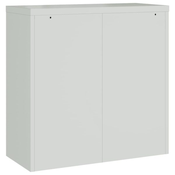 Office Cabinet with 2 Doors Grey Steel – 90x40x90 cm, Grey